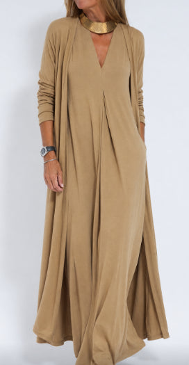 Camille™ | Robe Longue Élégante & Cardigan Inclus