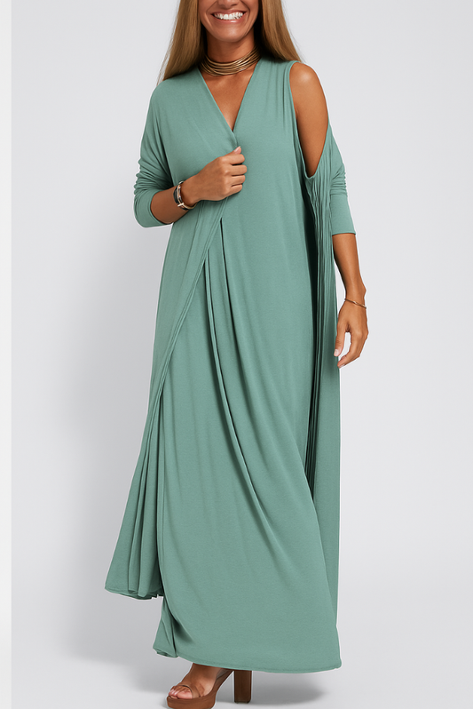 Camille™ | Robe Longue Élégante & Cardigan Inclus